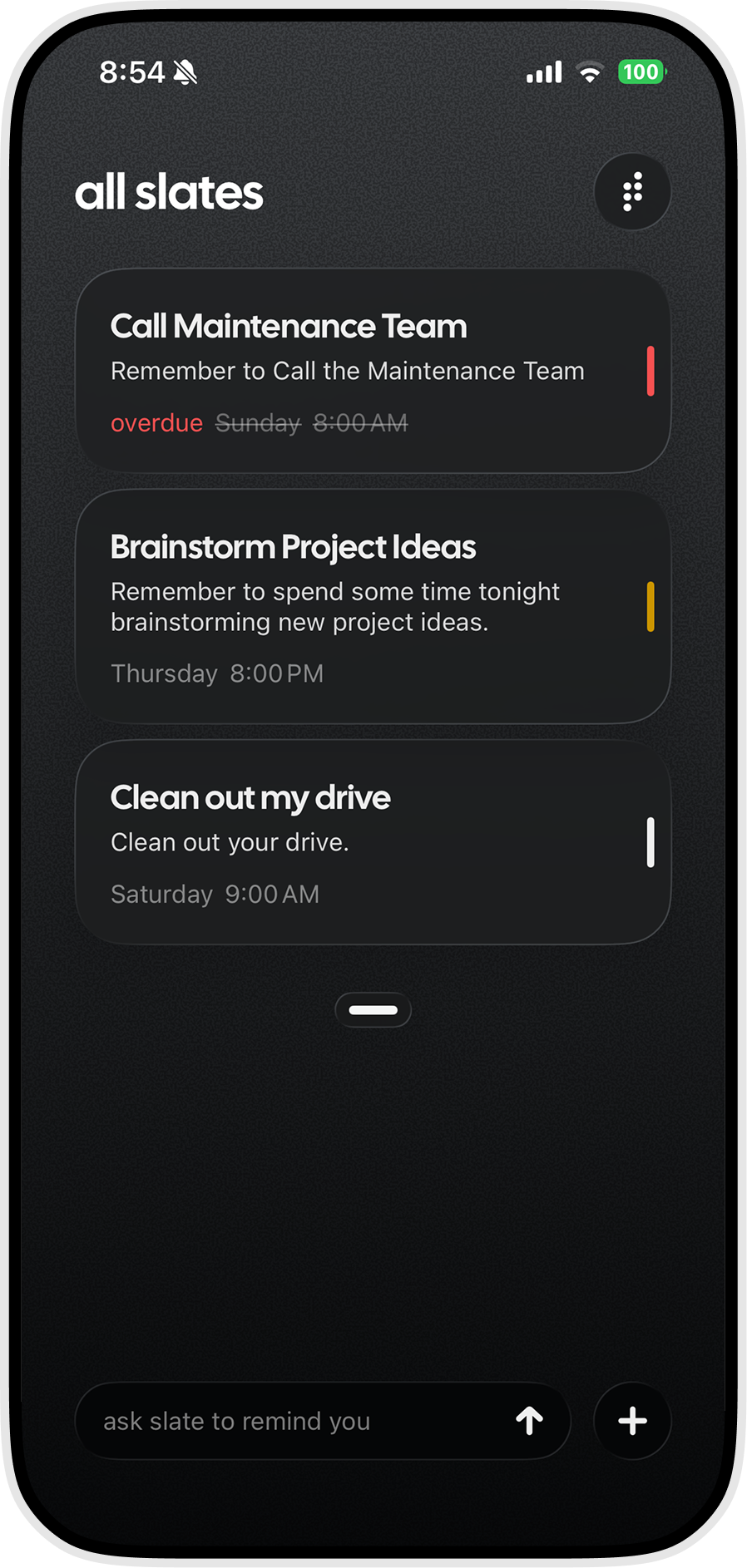 All slates list in the Slate app